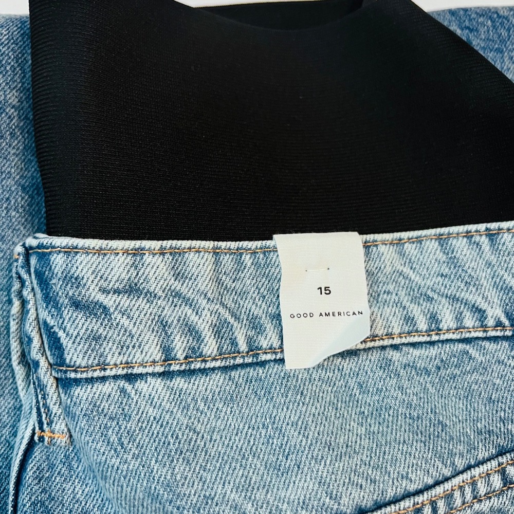 Good American Maternity Wide Leg Jeans 15 Indigo NWT Elastic Waist - Picture 8 of 9